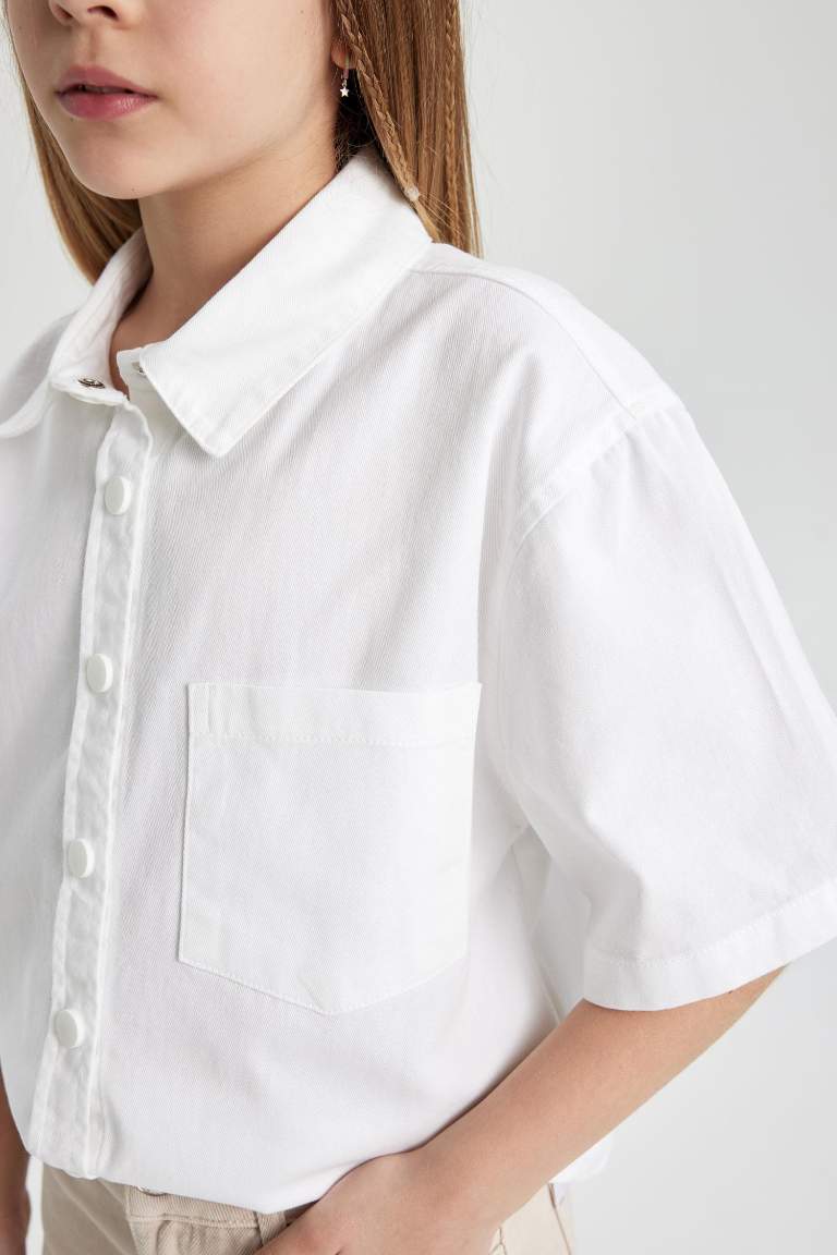 Girl Boxy Fit Cotton Short Sleeve Shirt