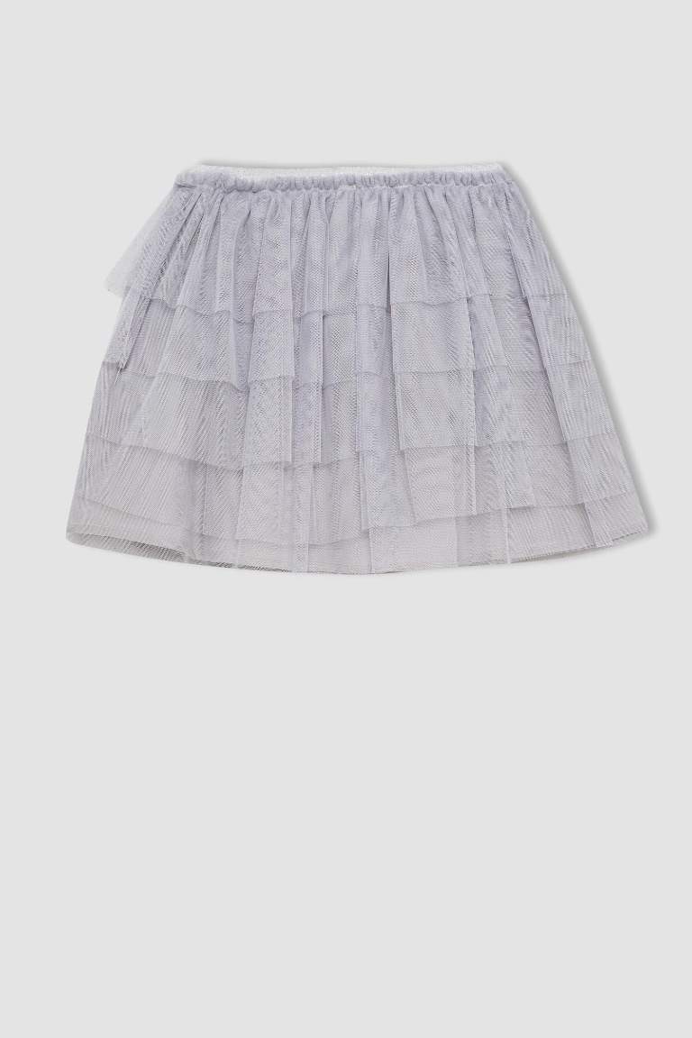 Jupe tutu grise à taille élastique pour fille