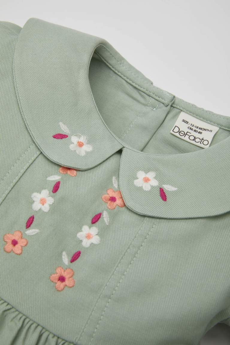 Robe Twill à Fleurs à Manches Longues pour Bébé Fille