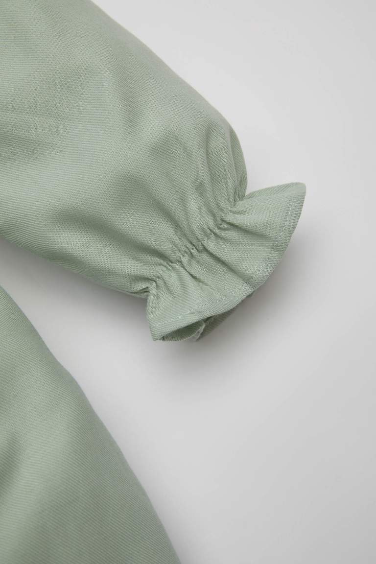 Robe Twill à Fleurs à Manches Longues pour Bébé Fille