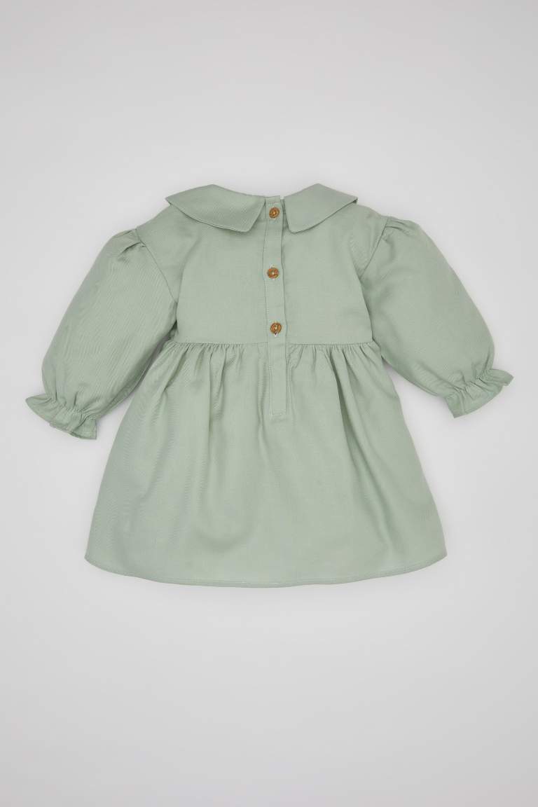 Robe Twill à Fleurs à Manches Longues pour Bébé Fille