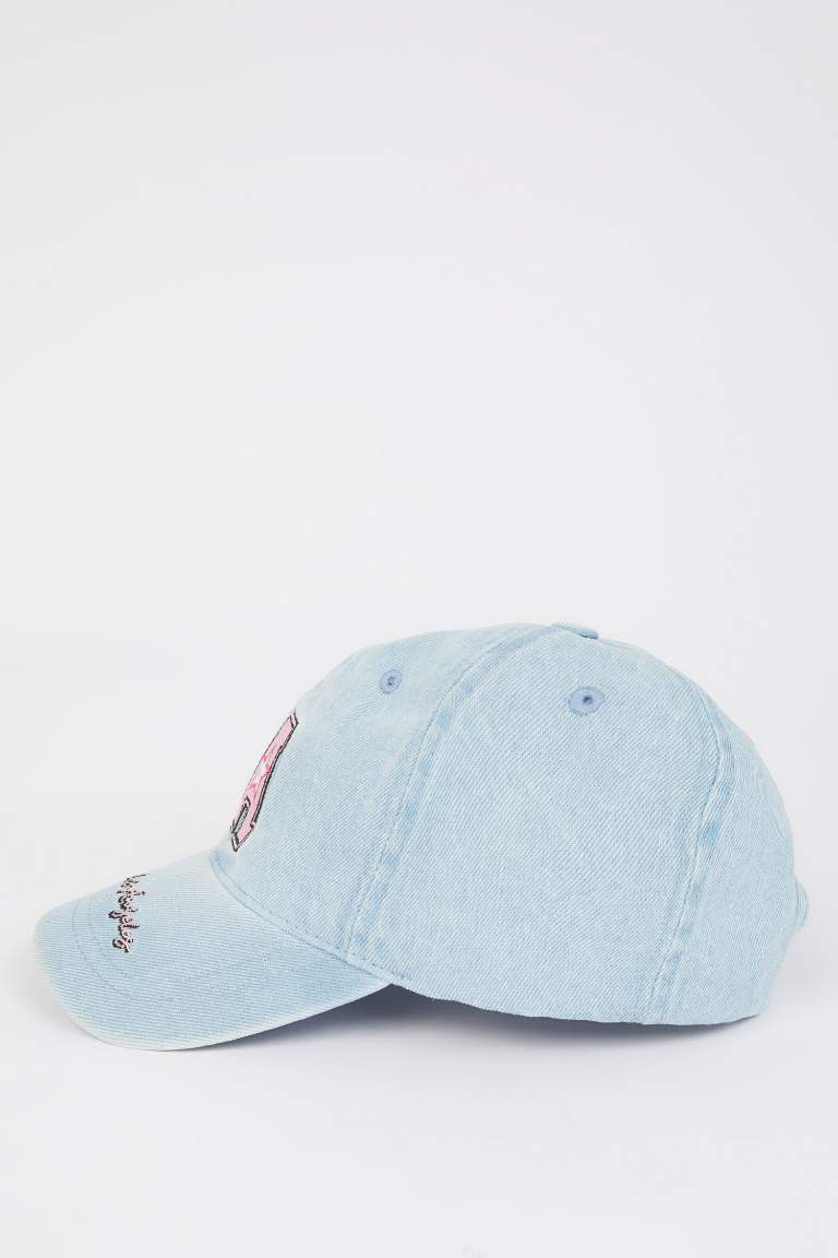 Girl Embroidered Jean Cap