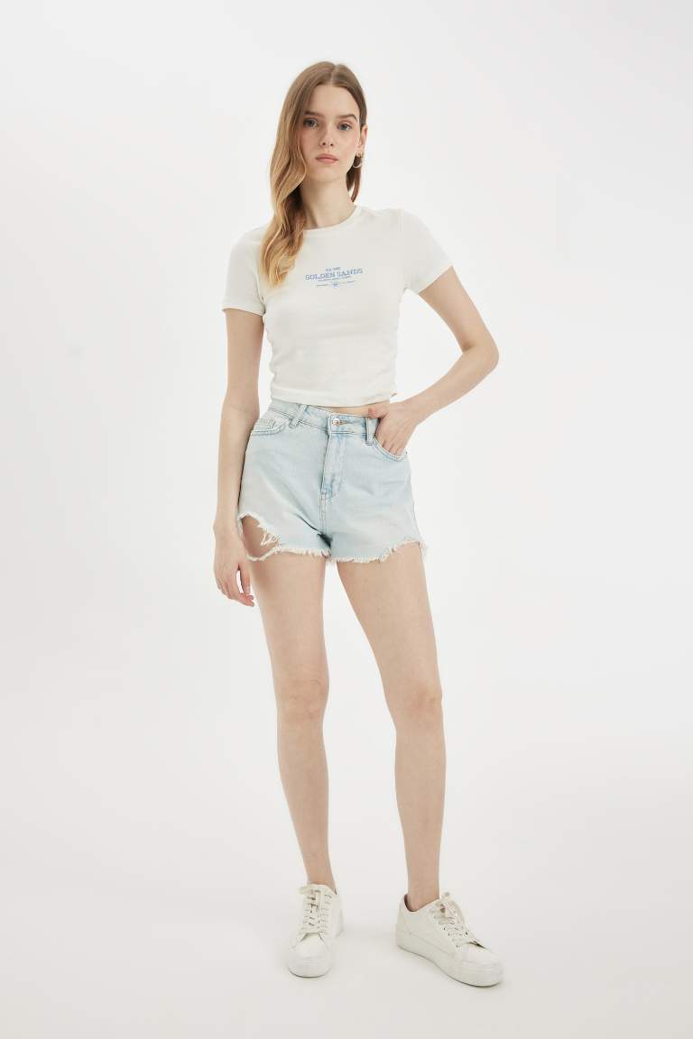 High Waist Jean Shorts