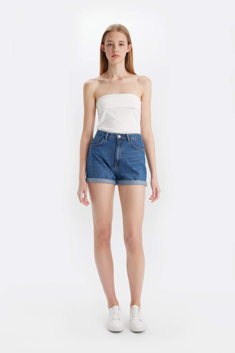 Mom Fit High Waist Jean Shorts