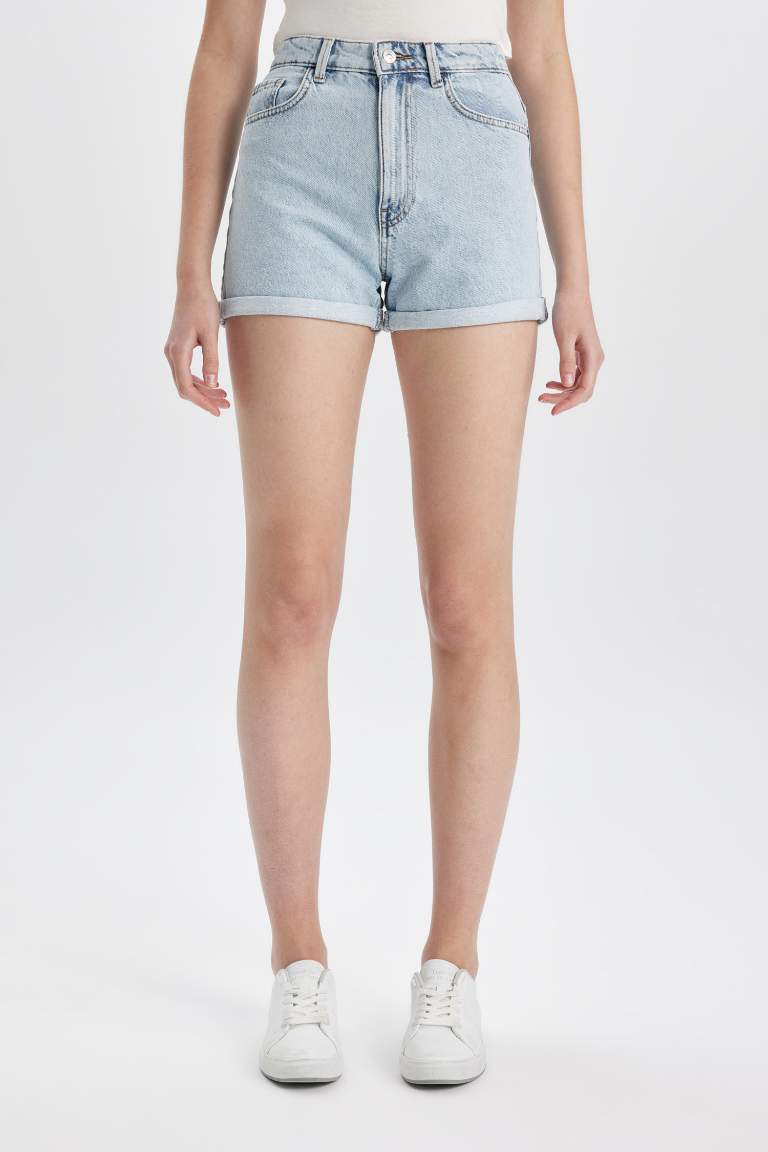 Mom Fit High Waist Jean Shorts