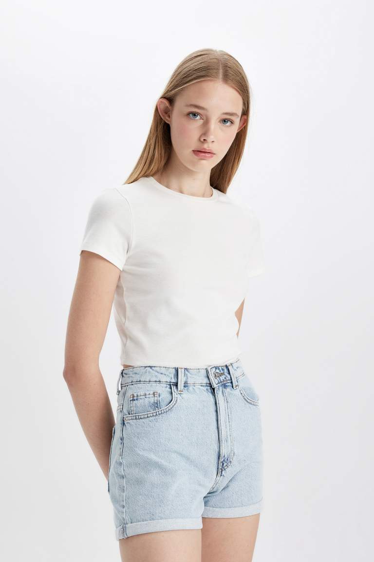 Mom Fit High Waist Jean Shorts