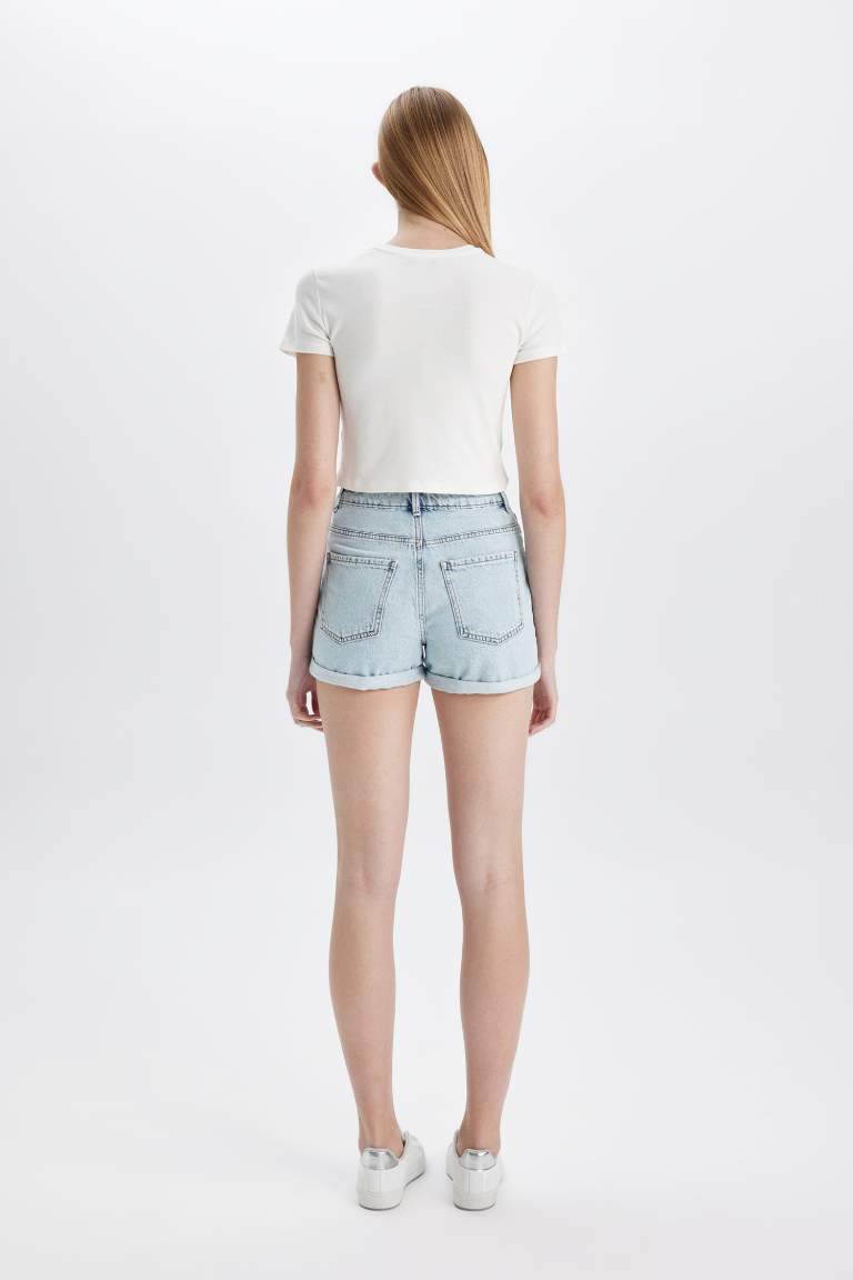 Mom Fit High Waist Jean Shorts