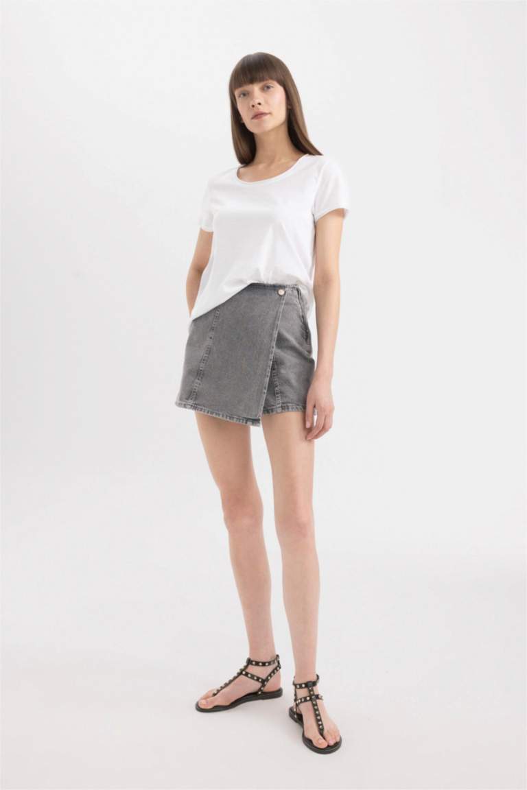 High Waist Mini Denim Skort