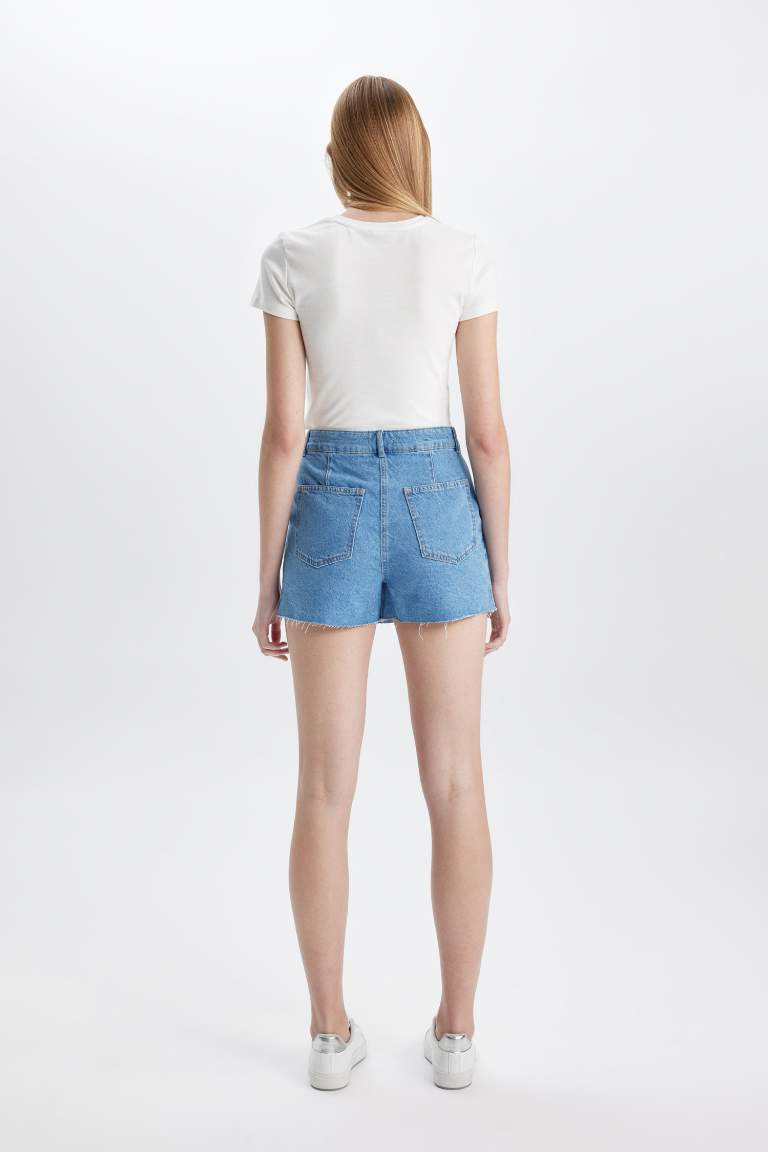 High Waist Jean Skort