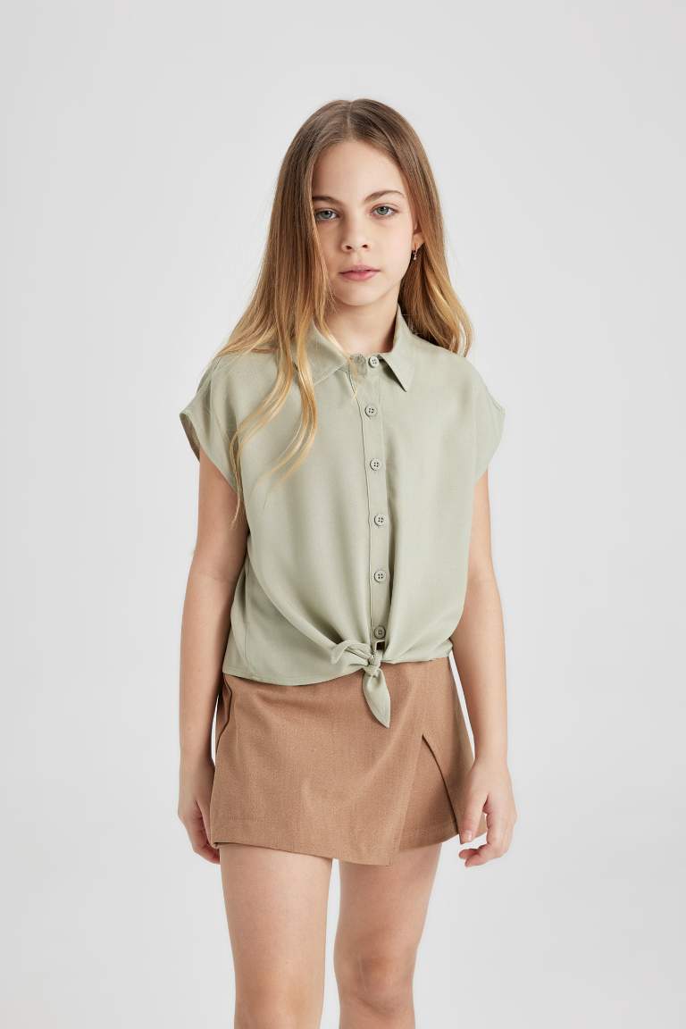 Girl Short Sleeve Crop Shirt