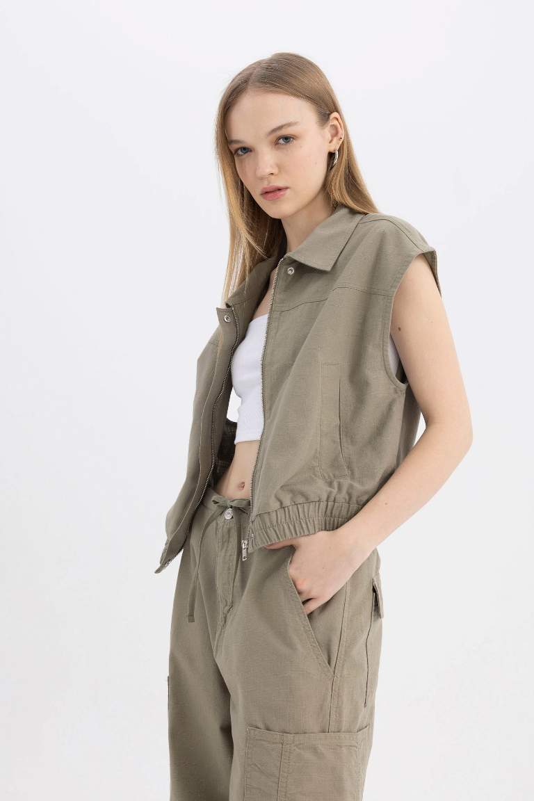 Gilet en Gabardine à Coupe Régulière