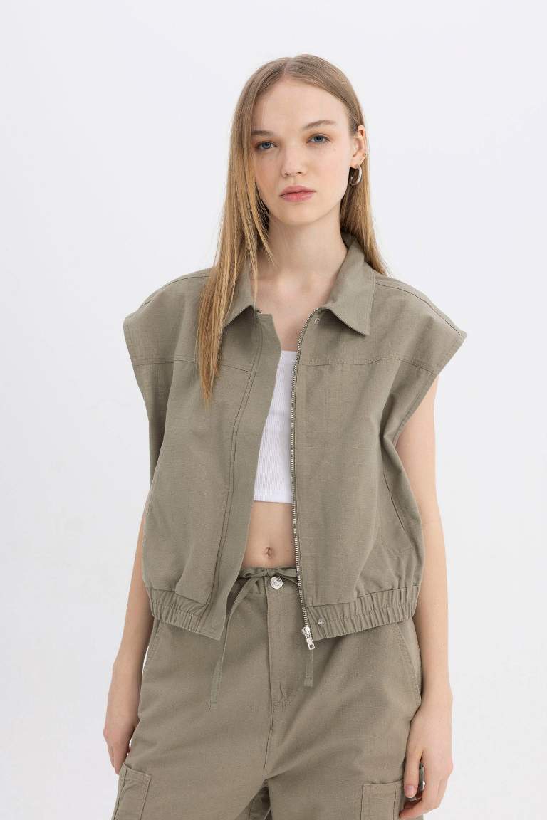 Gilet en Gabardine à Coupe Régulière