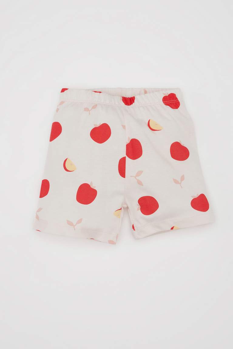 Ensemble Pyjama Short à Manches Courtes Jersey avec Motif de Fruits pour Bébé Fille