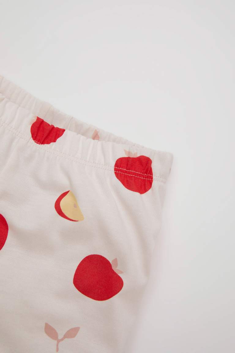 Ensemble Pyjama Short à Manches Courtes Jersey avec Motif de Fruits pour Bébé Fille