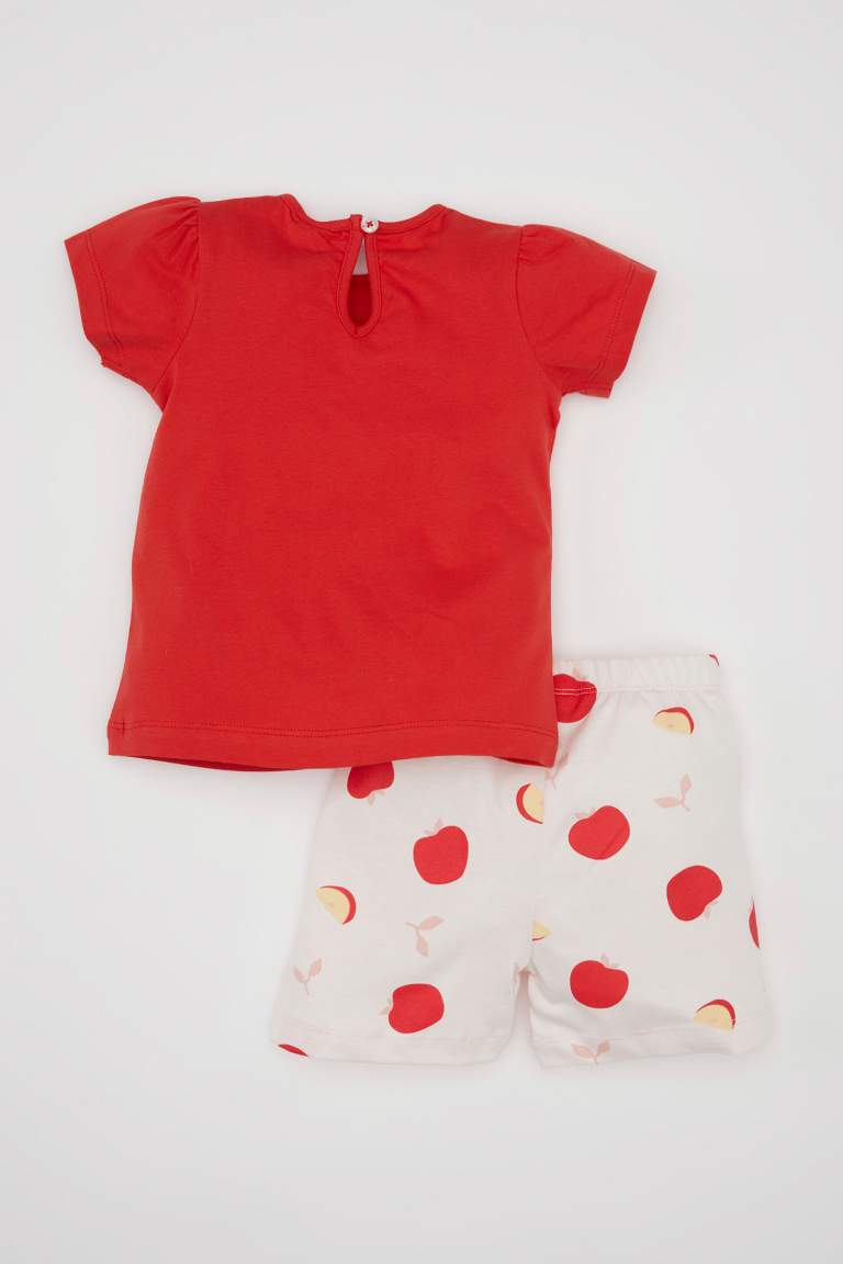 Ensemble Pyjama Short à Manches Courtes Jersey avec Motif de Fruits pour Bébé Fille