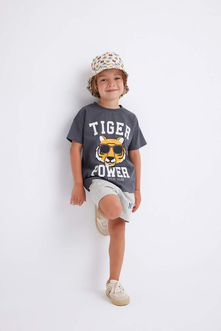 Baby Boy Crew Neck Tiger Pattern Short Sleeve T-Shirt