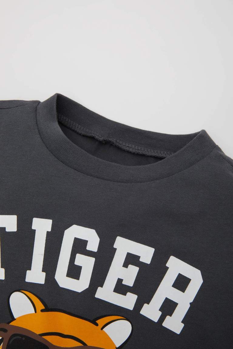 T-Shirt à Manches Courtes Col rond  Imprimé à Motif Tigre pour Bébé Garçon