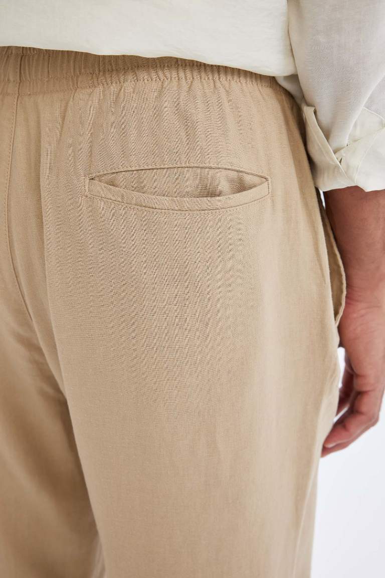 Relax Fit Slim Leg Linen Blend Trousers