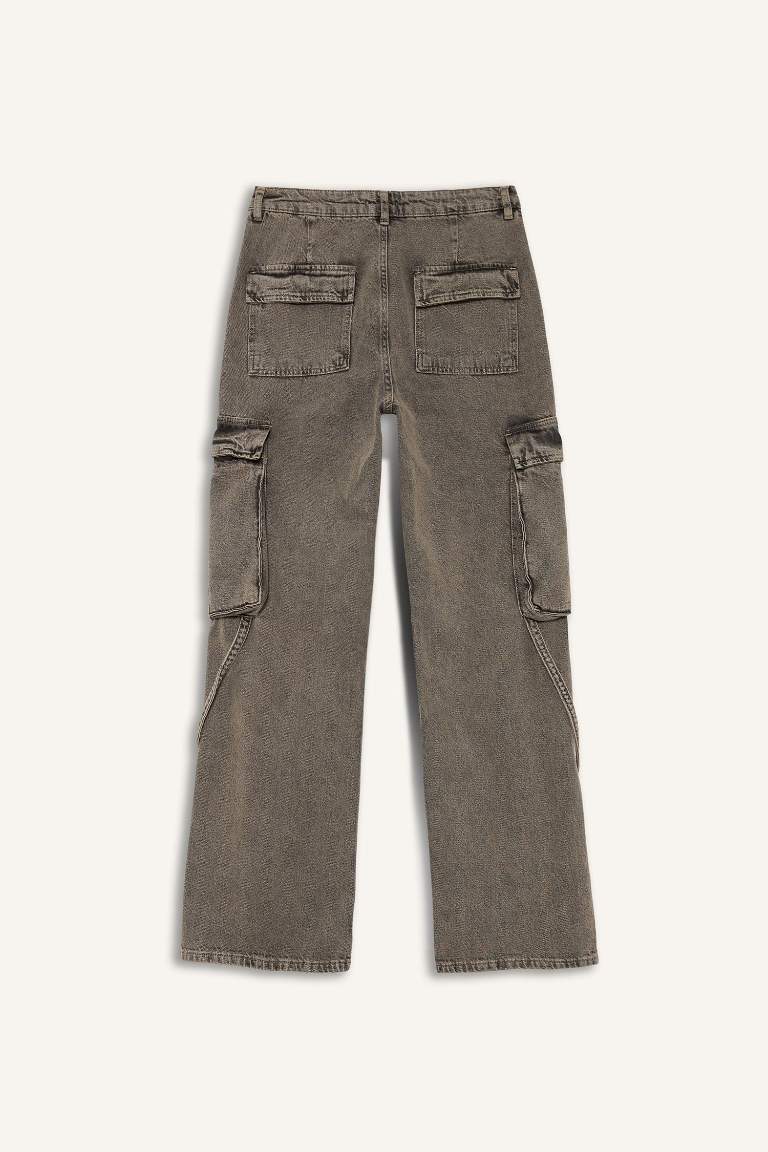 Wide Leg Cargo High Waist Long Jeans