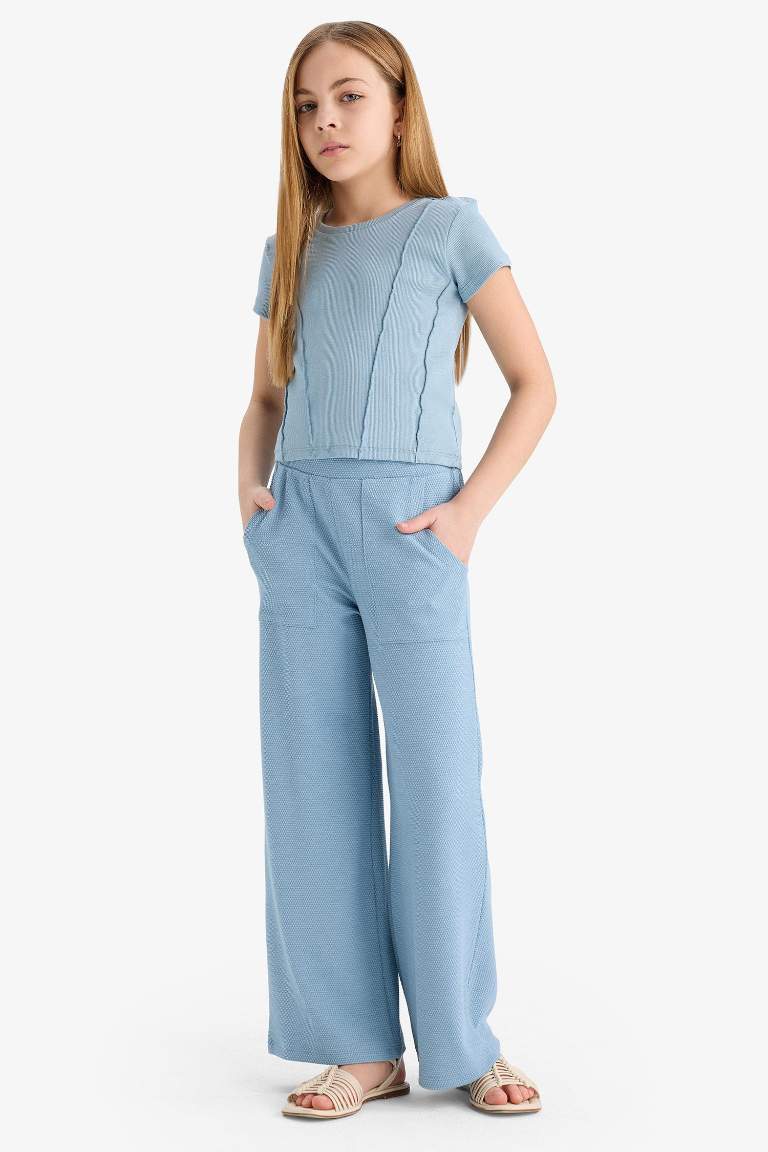 Kız Çocuk Wide Leg Geniş Bol Paça Beli Lastikli Eşofman Altı