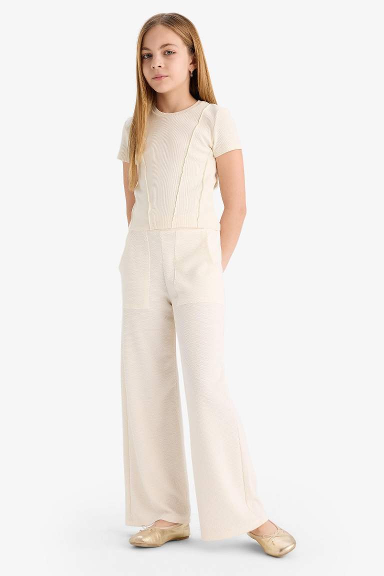 Kız Çocuk Wide Leg Geniş Bol Paça Beli Lastikli Eşofman Altı