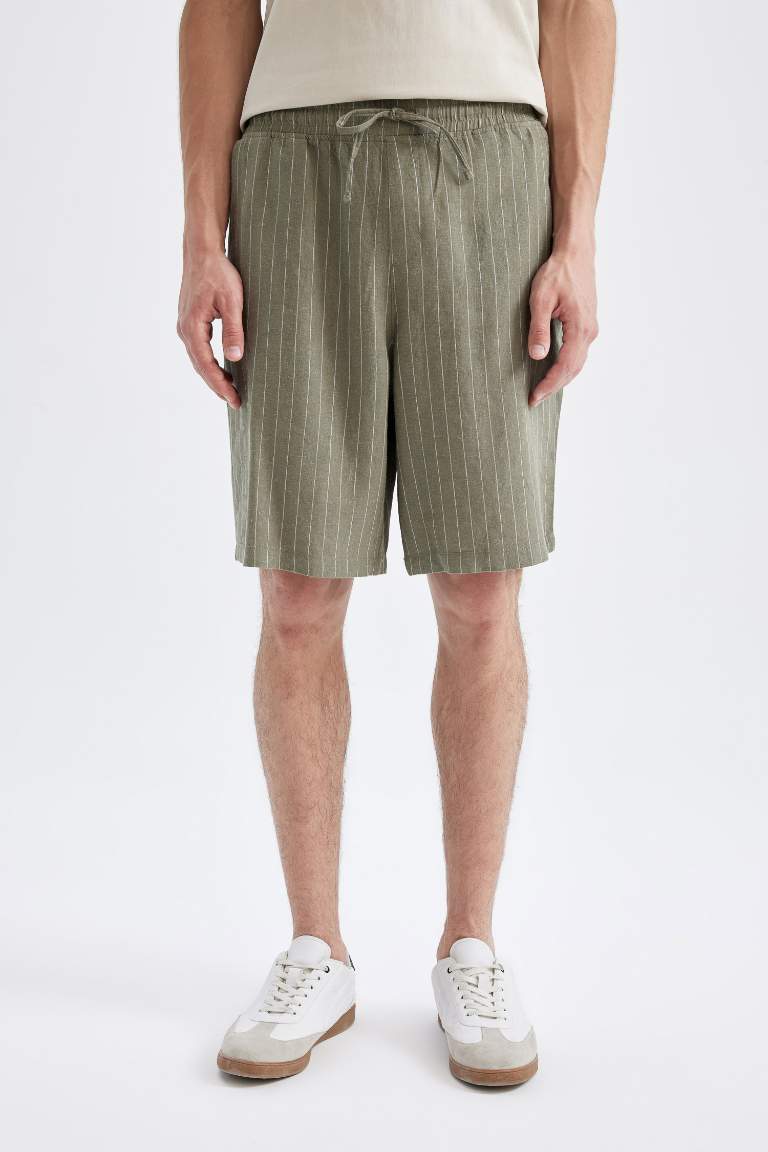 Relax Fit Linen Blend Bermuda Shorts