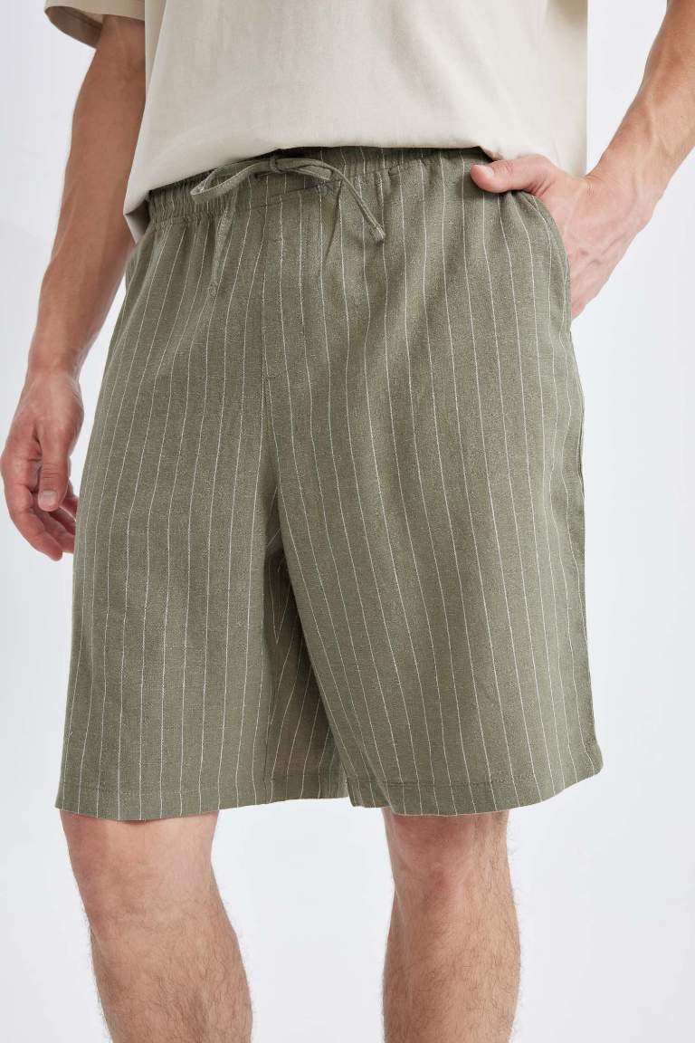 Relax Fit Linen Blend Bermuda Shorts