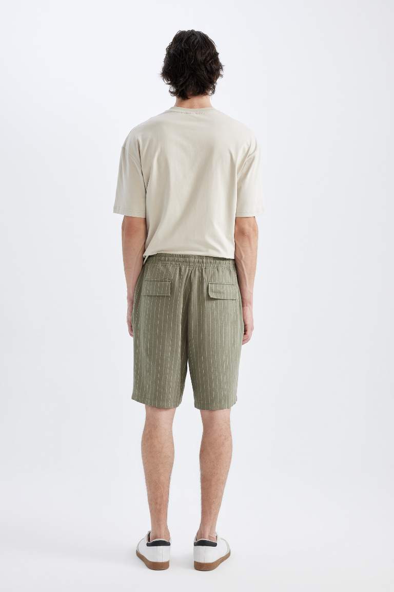 Relax Fit Linen Blend Bermuda Shorts