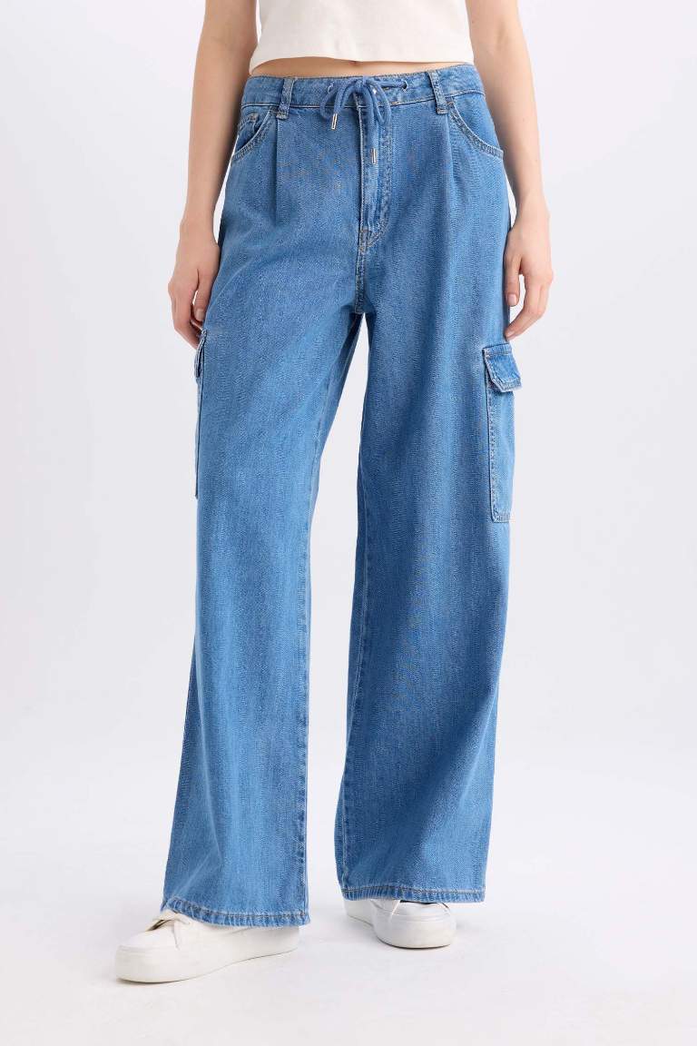 Wide Leg Cargo High Waist Long Jeans