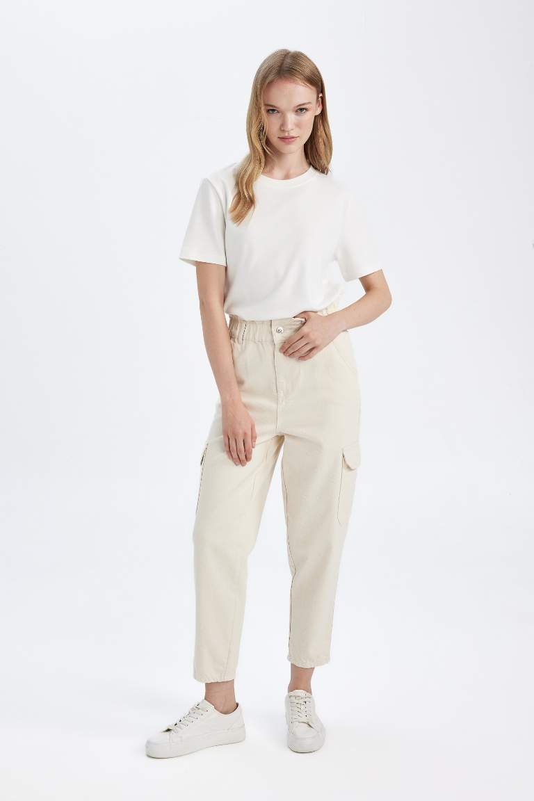 Paperbag High Waist Ankle Length Cargo Pants