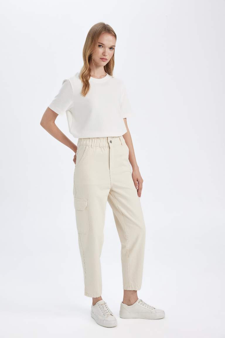 Paperbag High Waist Ankle Length Cargo Pants