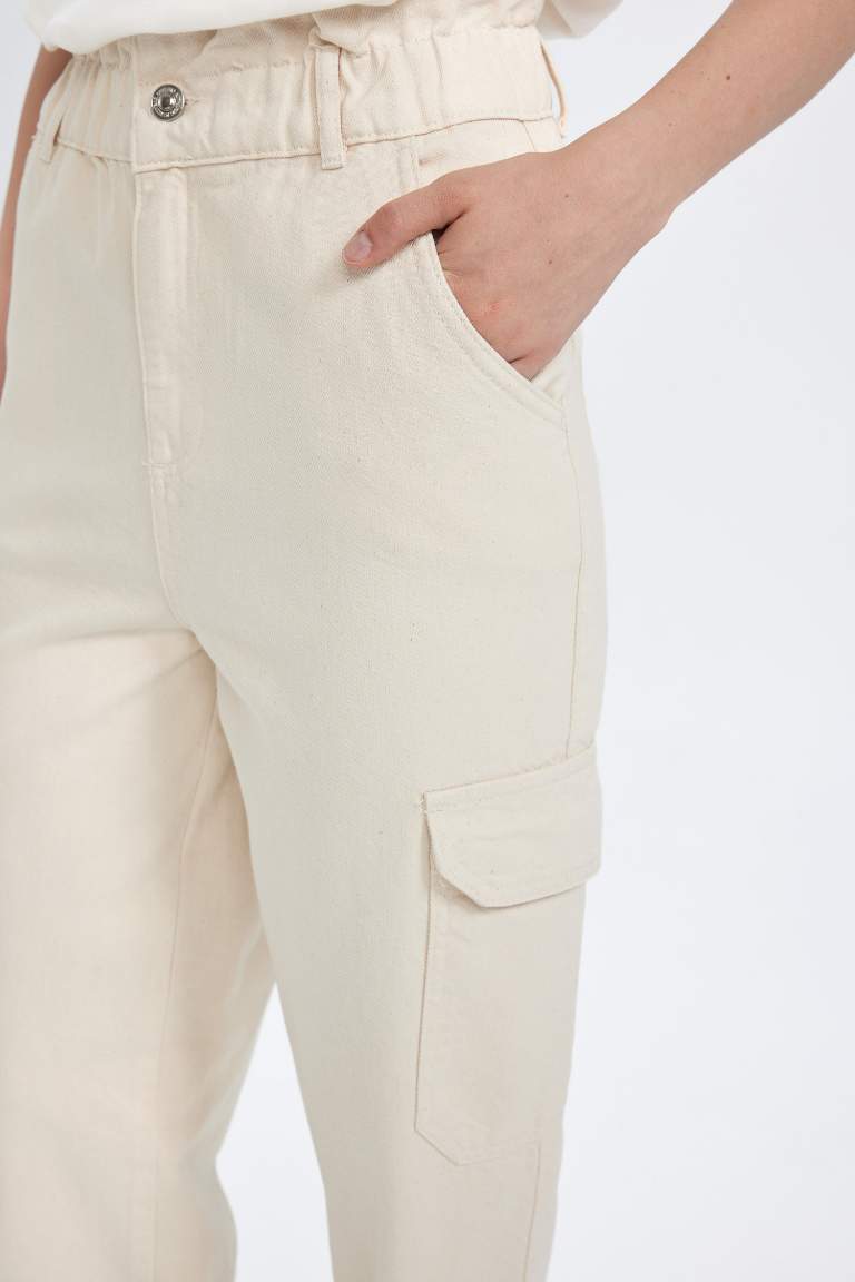 Paperbag High Waist Ankle Length Cargo Pants