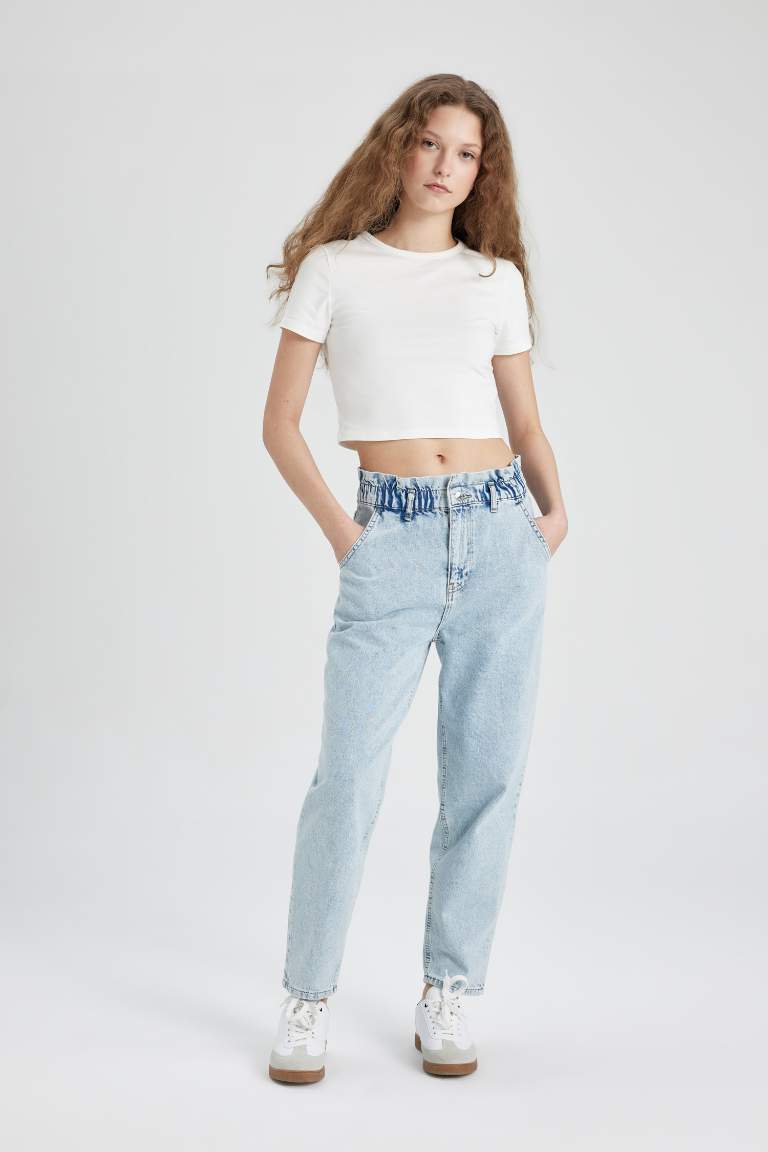 Paperbag High Waist Ankle Length Jeans