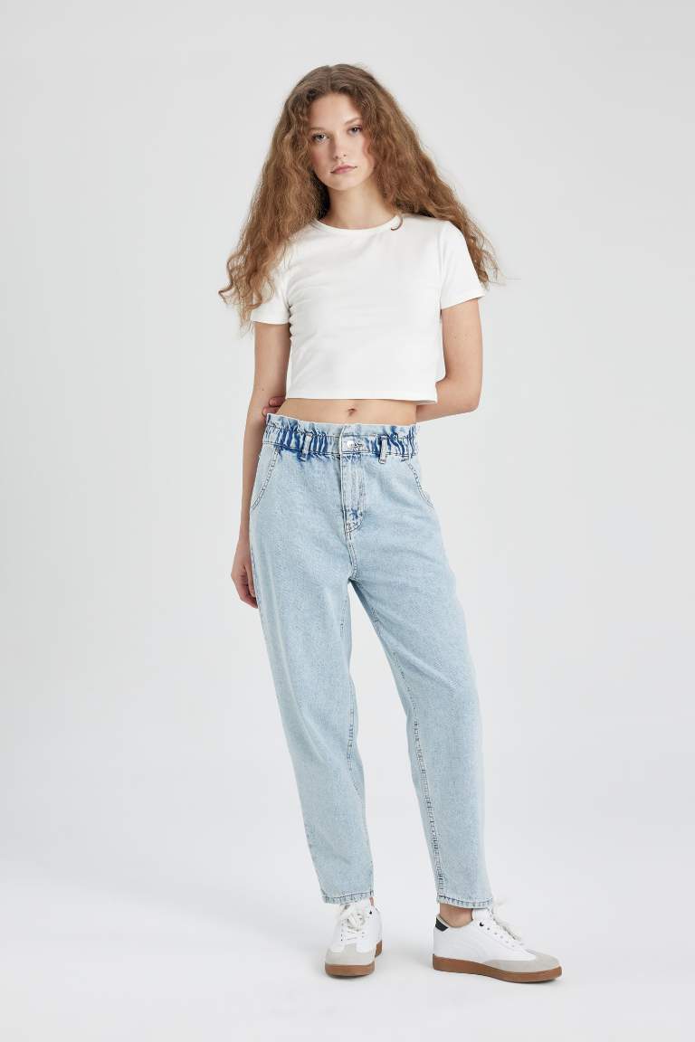 Paperbag High Waist Ankle Length Jeans