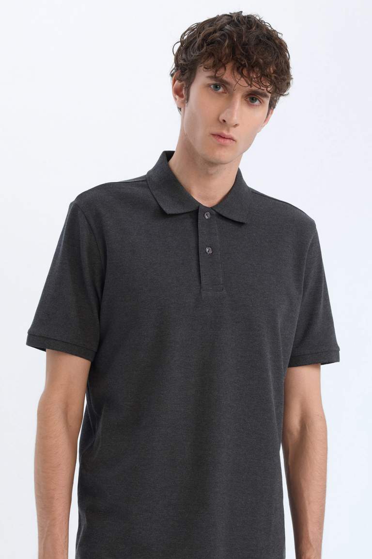 Regular Fit Polo Collar Pique Polo T-Shirt