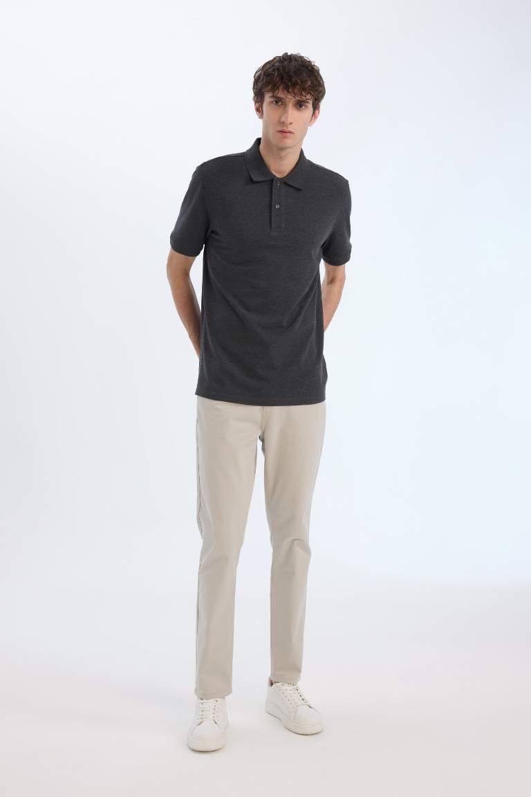 Regular Fit Polo Collar Pique Polo T-Shirt