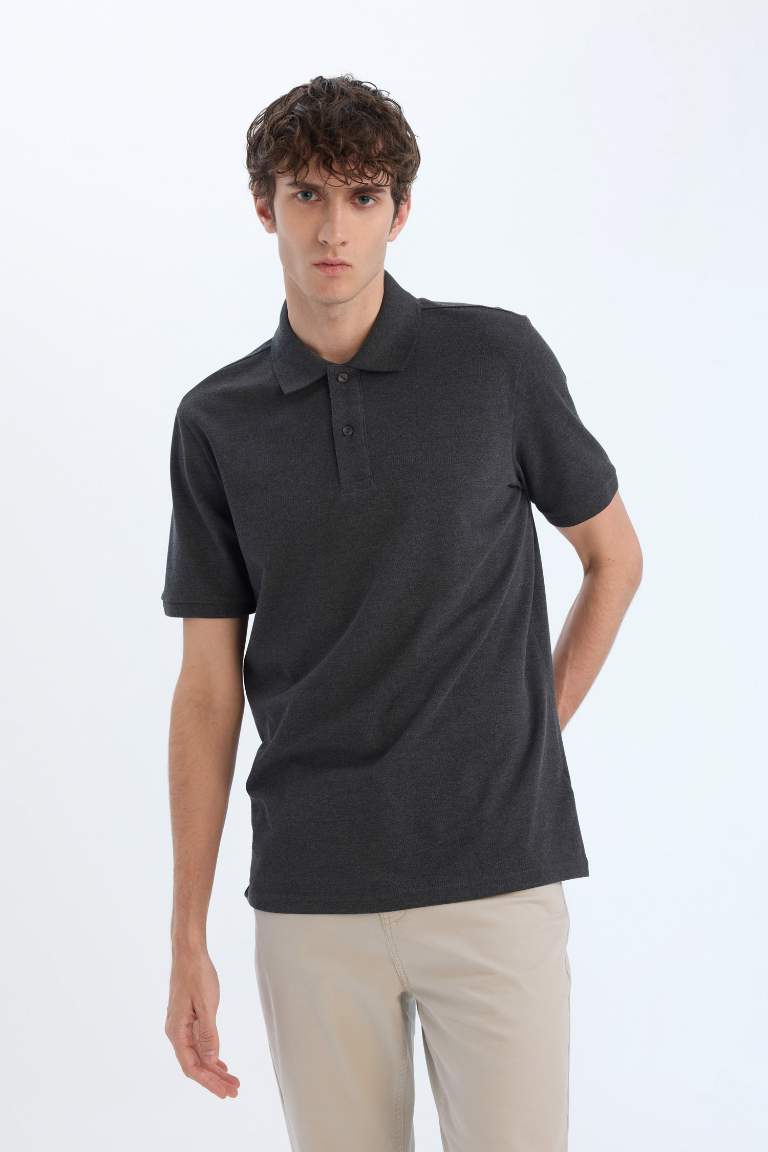 Regular Fit Polo Collar Pique Polo T-Shirt