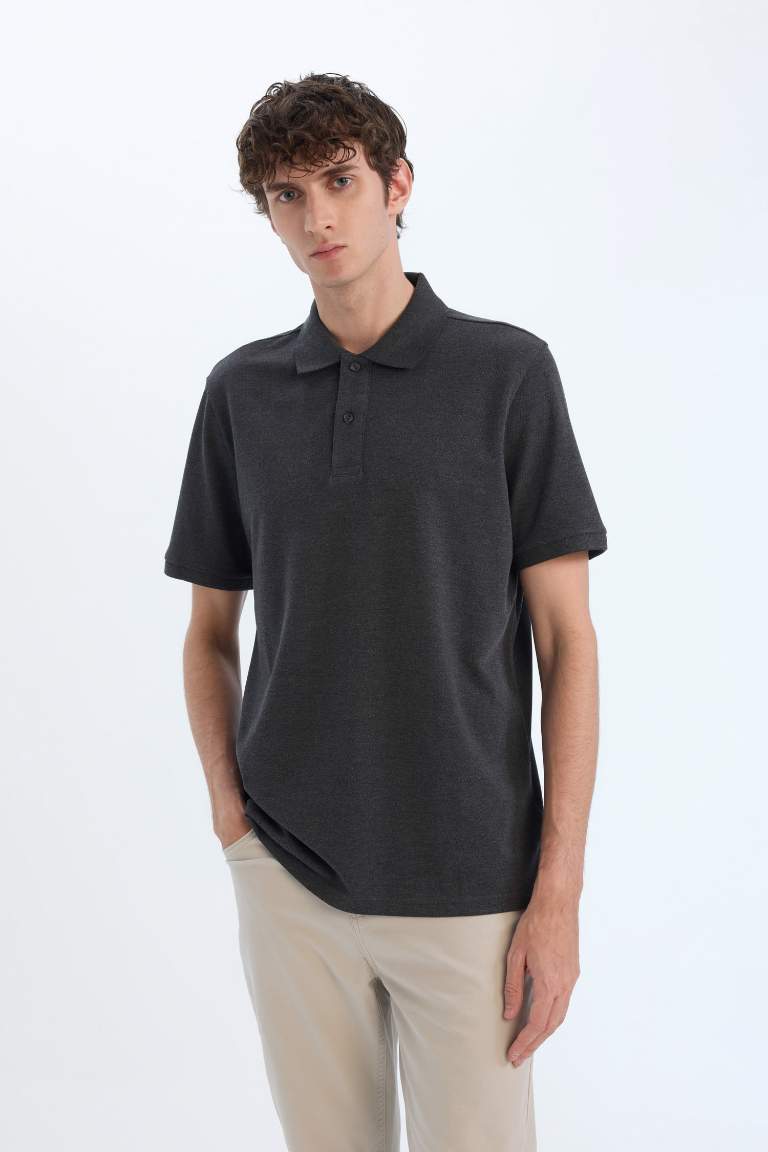 Regular Fit Polo Collar Pique Polo T-Shirt