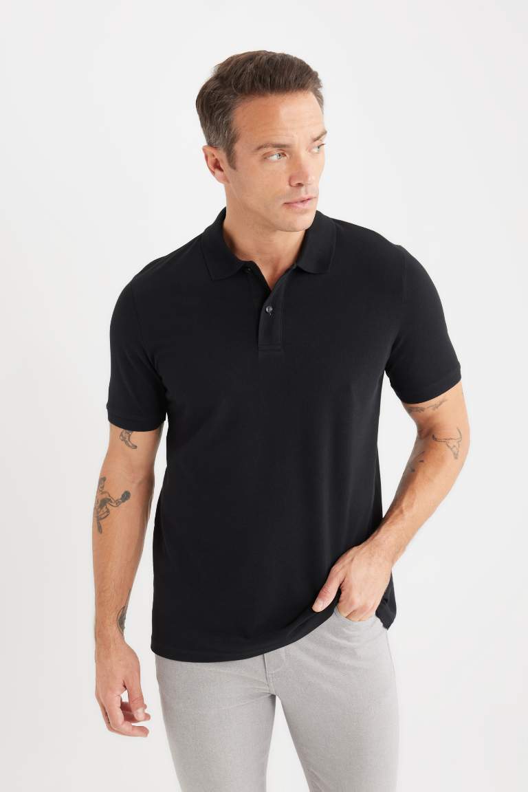 Regular Fit Basic Pique Polo T-Shirt