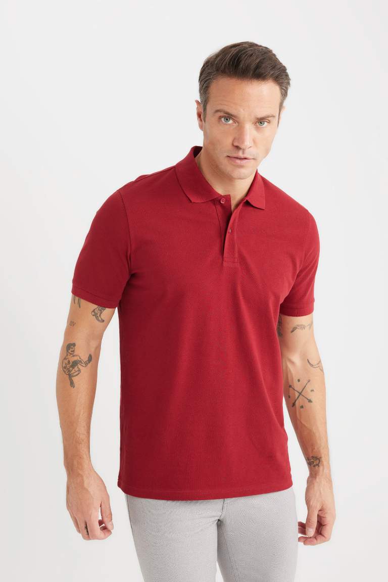 Regular Fit Polo Collar Pique Polo T-Shirt