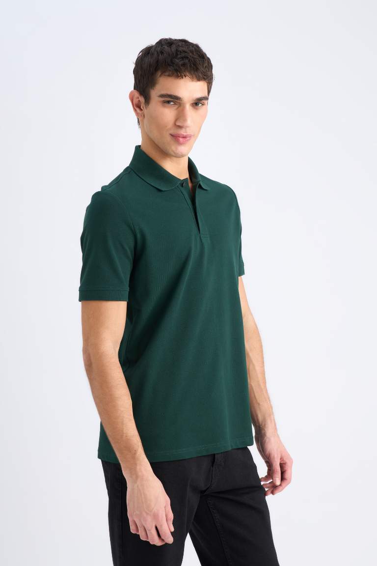 New Regular Fit Polo Collar Pique Polo T-Shirt