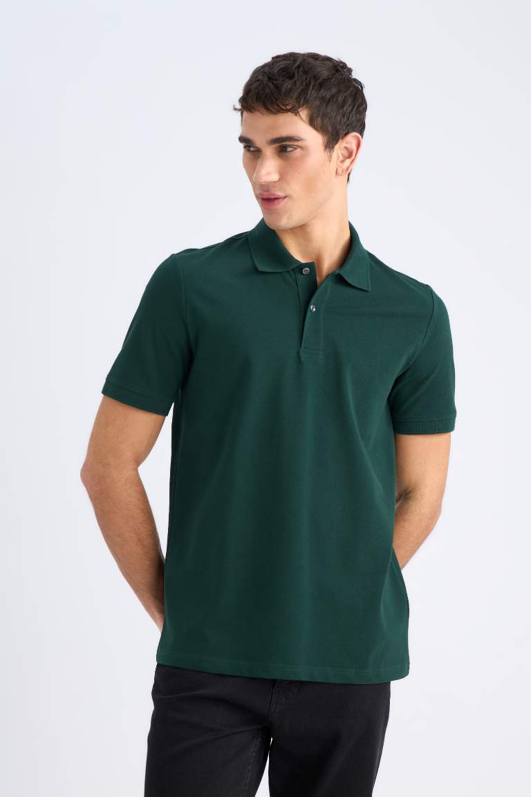 New Regular Fit Polo Collar Pique Polo T-Shirt