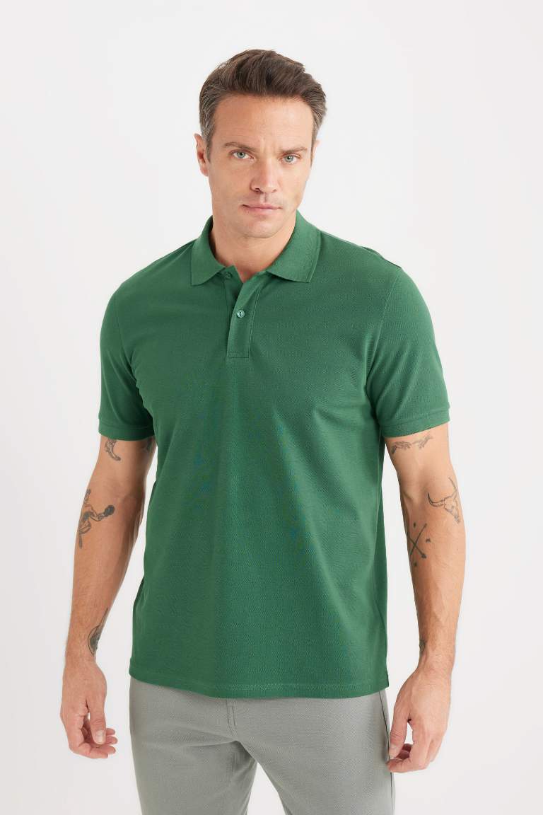 Regular Fit Polo Collar Pique Polo T-Shirt