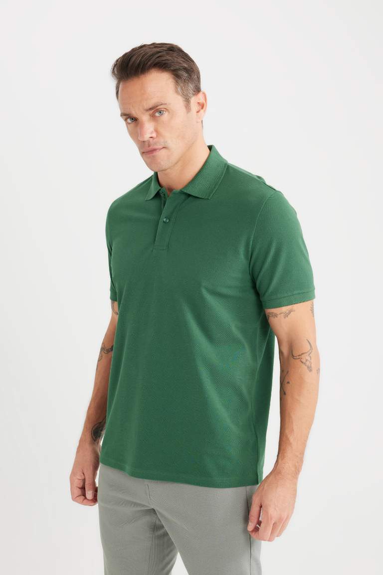 Regular Fit Polo Collar Pique Polo T-Shirt