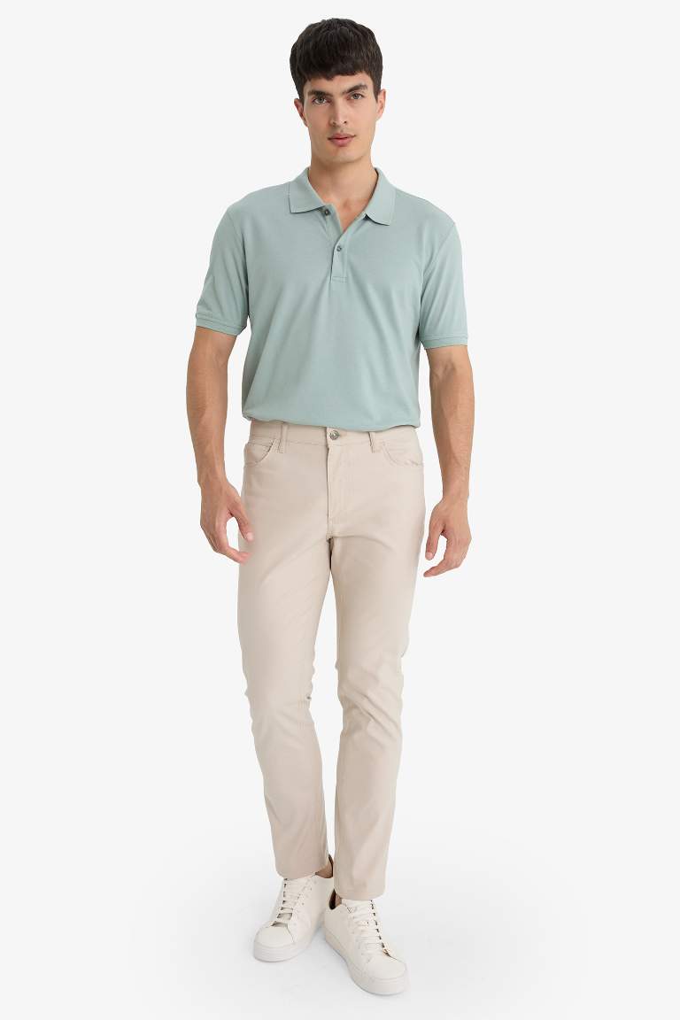 %100 Pamuk Regular Fit Polo Yaka Kısa Kollu Basic Düz Pike Kumaş Tişört