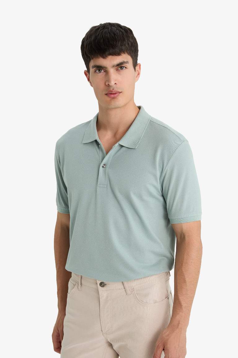 %100 Pamuk Regular Fit Polo Yaka Kısa Kollu Basic Düz Pike Kumaş Tişört