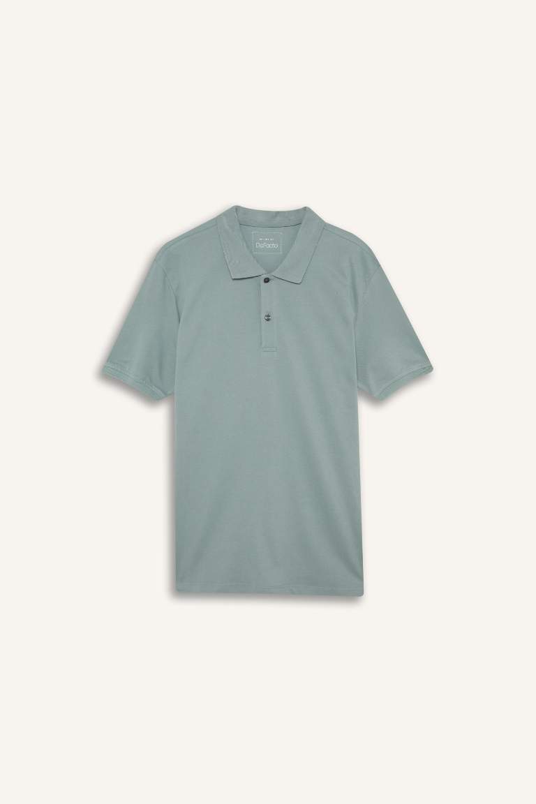 %100 Pamuk Regular Fit Polo Yaka Kısa Kollu Basic Düz Pike Kumaş Tişört
