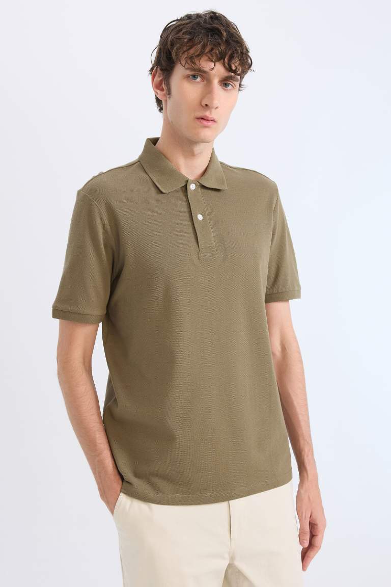 Regular Fit Polo Collar Pique Polo T-Shirt