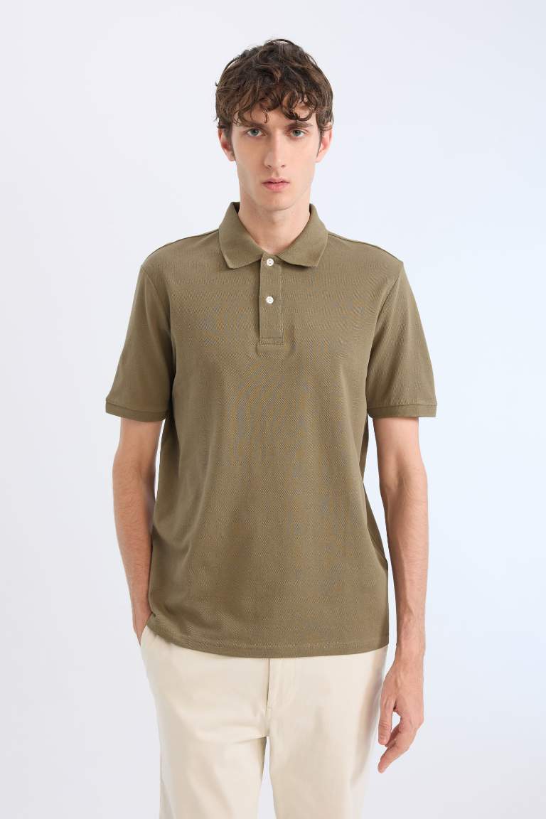 Regular Fit Polo Collar Pique Polo T-Shirt