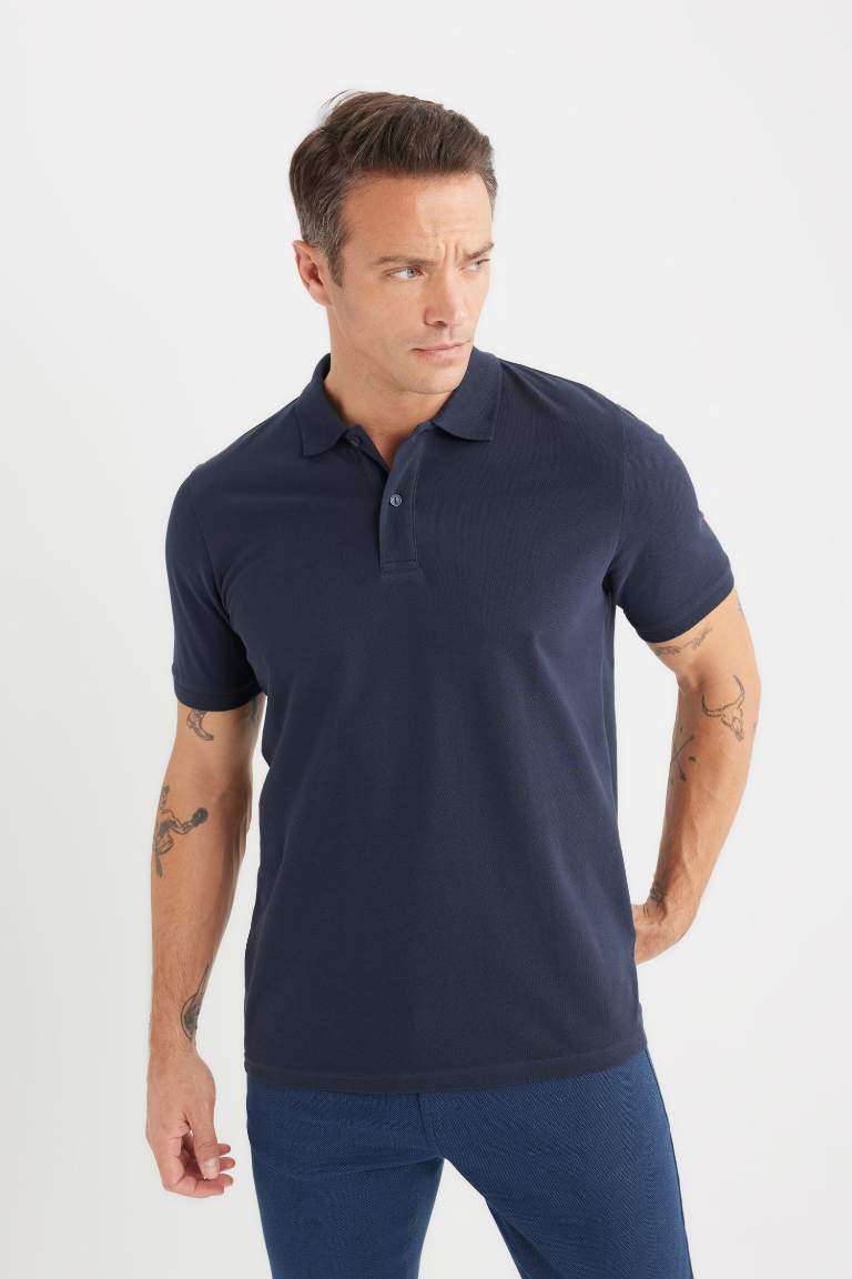 Regular Fit Short Sleeve Basic Pique Polo T-Shirt